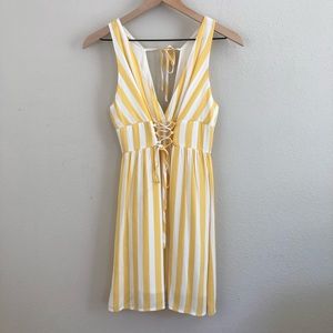 🪴3x$20 SALE Flirty Yellow/White Stripe Sun Dress